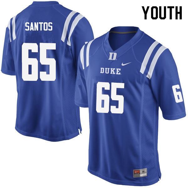 Youth #65 Julian Santos Duke Blue Devils College Football Jerseys Sale-Blue